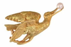 Broche-pendentif cigogne victorienne