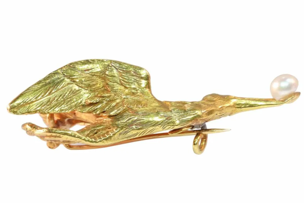 Broche-pendentif cigogne victorienne