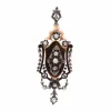 Broche-pendentif 19e diamants en or rose