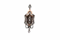 Broche-pendentif 19e diamants en or rose