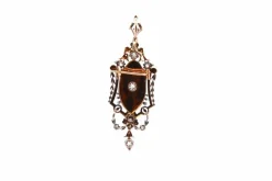 Broche-pendentif 19e diamants en or rose