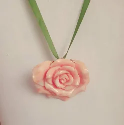 Broche/Pendentif fleur Or jaune Corail