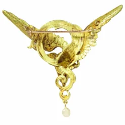Broche/pendentif griffon, diamants, perle