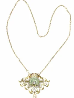 Broche/pendentif, émaillé, diamant