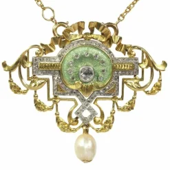 Broche/pendentif, émaillé, diamant