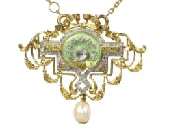 Broche/pendentif, émaillé, diamant