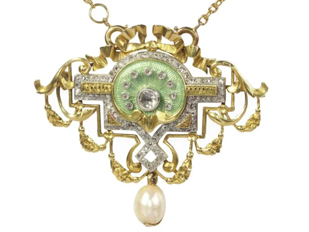 Broche/pendentif, émaillé, diamant