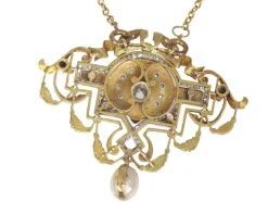 Broche/pendentif, émaillé, diamant