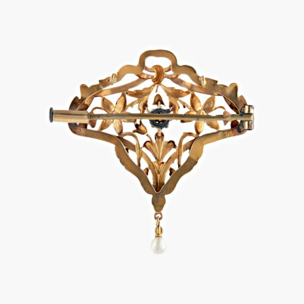 Broche-Pendentif or jaune Art Nouveau