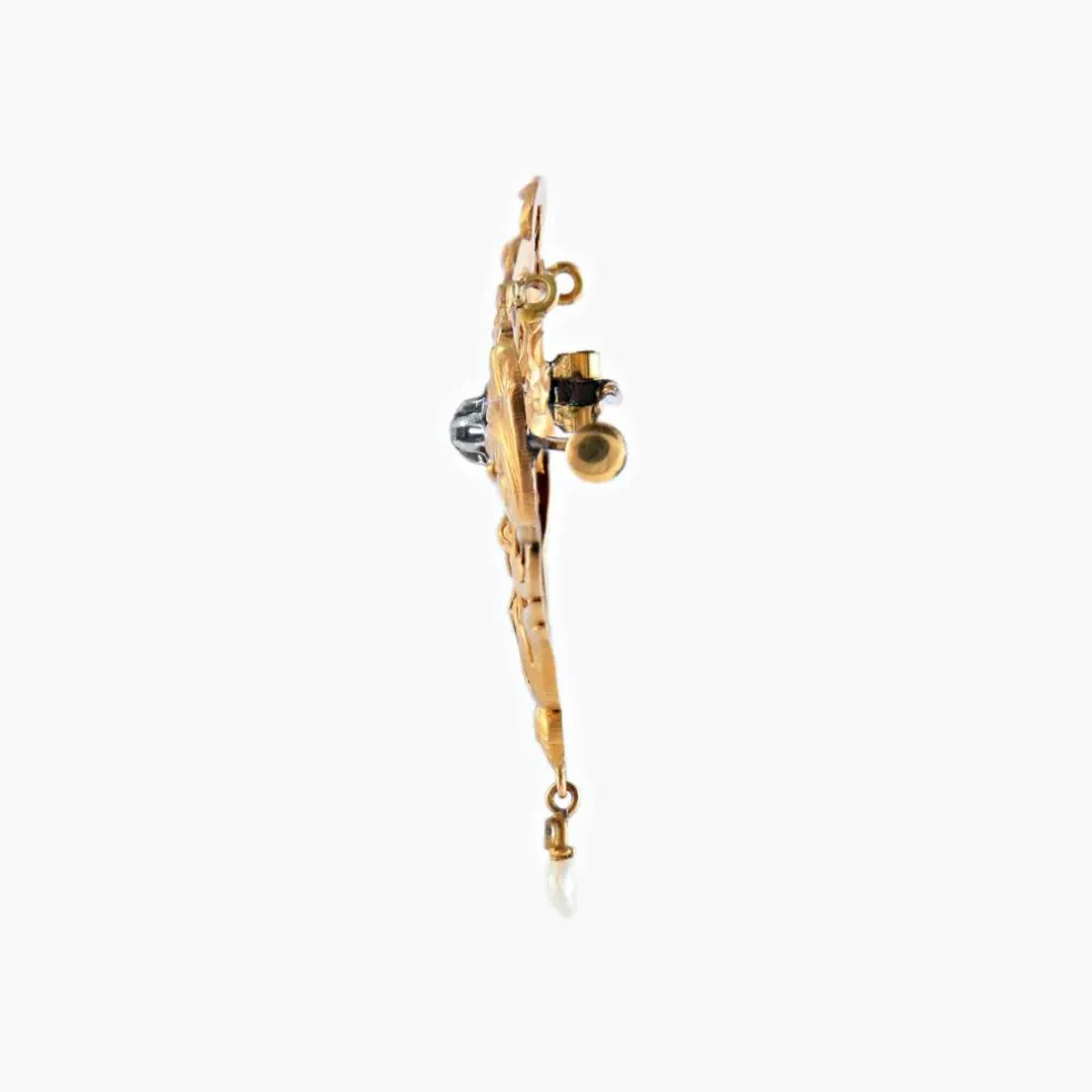 Broche-Pendentif or jaune Art Nouveau