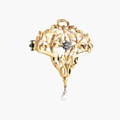 Broche-Pendentif or jaune Art Nouveau