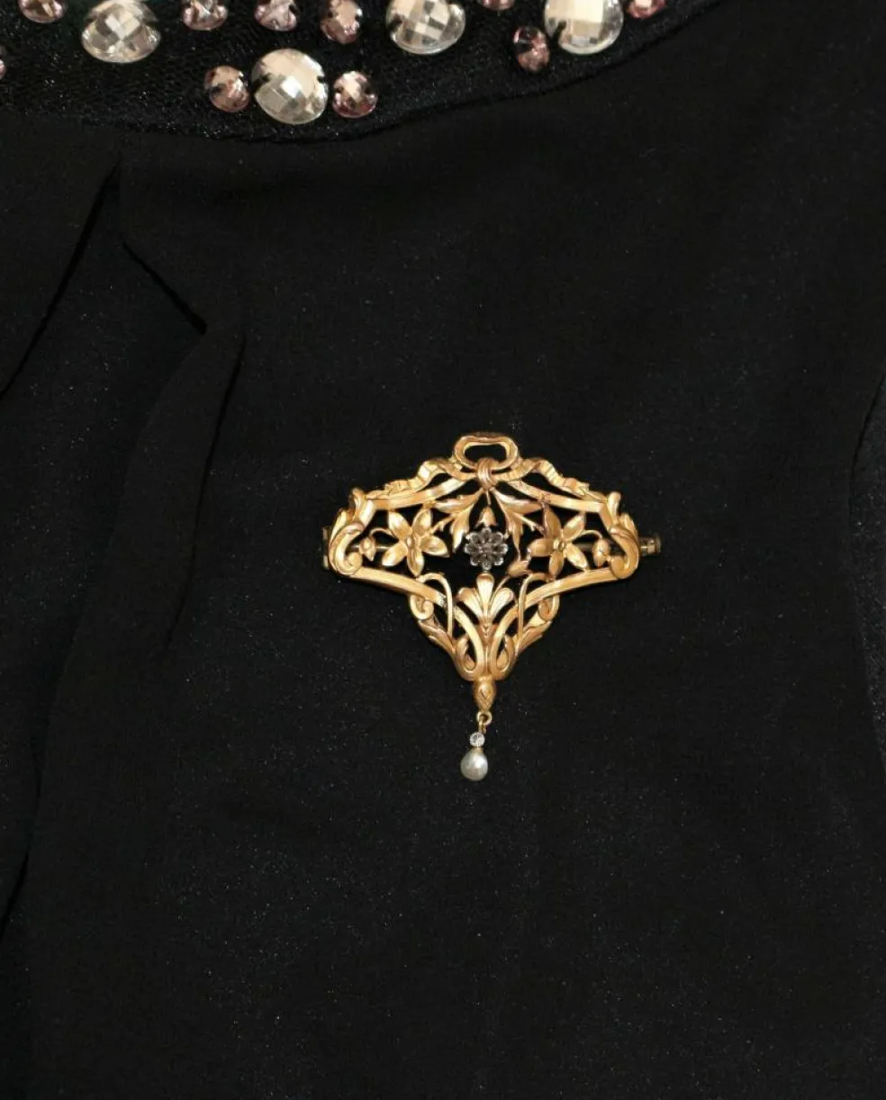 Broche-Pendentif or jaune Art Nouveau