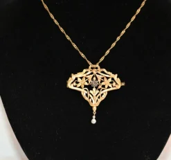 Broche-Pendentif or jaune Art Nouveau