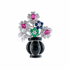 Broche-pendentif Panier De Fleurs