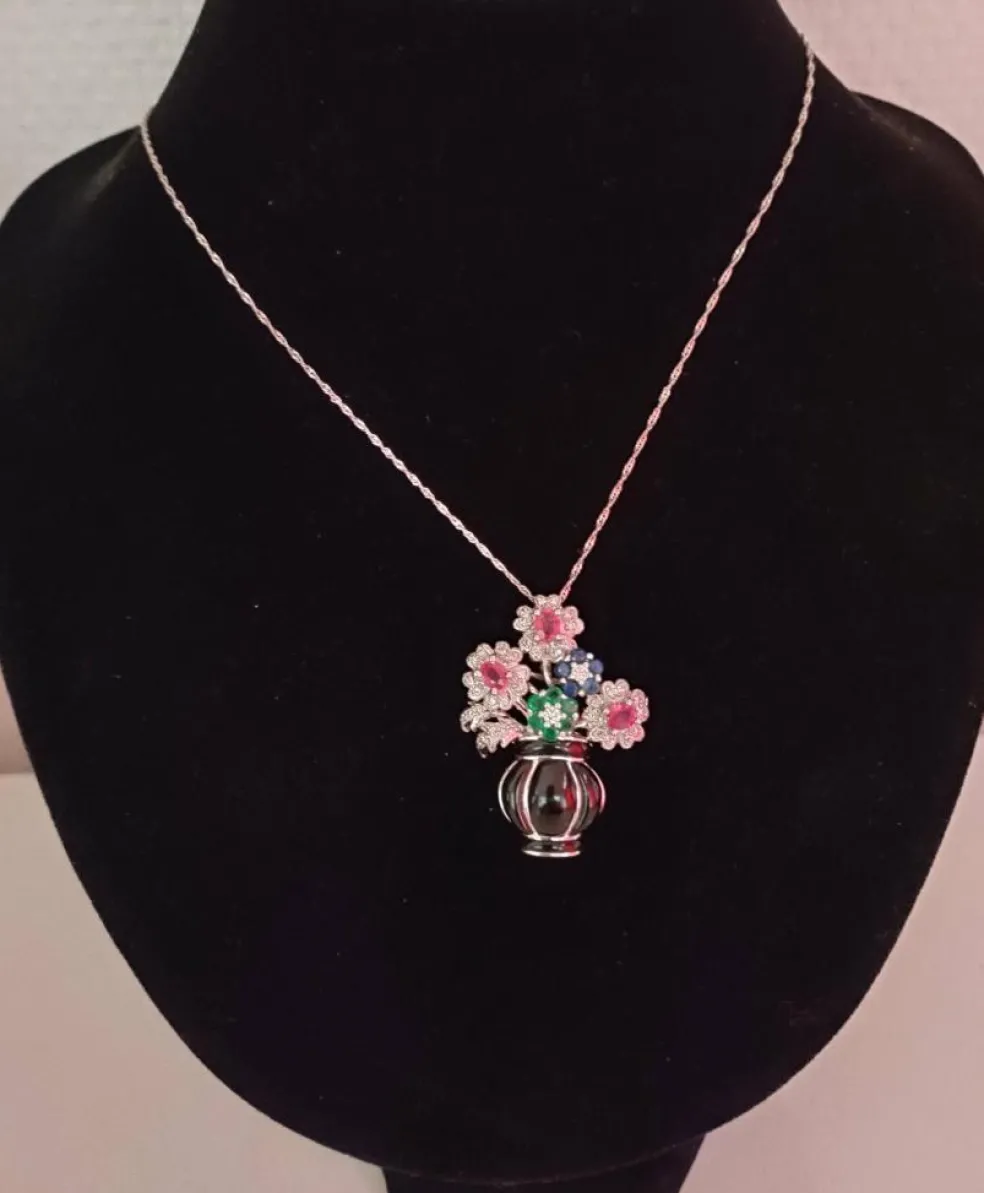 Broche-pendentif Panier De Fleurs