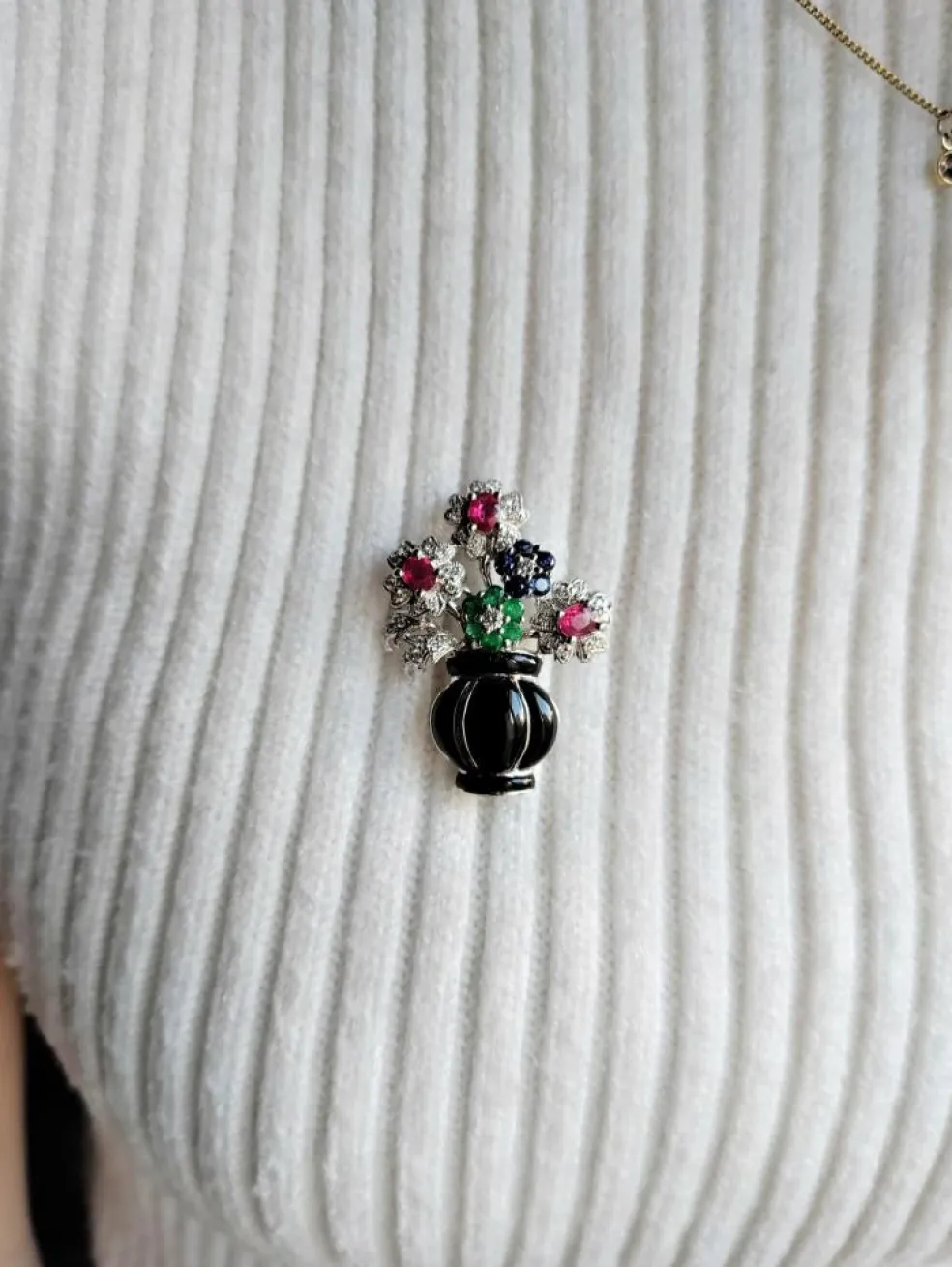 Broche-pendentif Panier De Fleurs