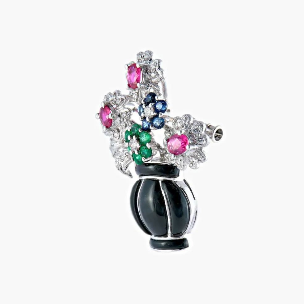 Broche-pendentif Panier De Fleurs