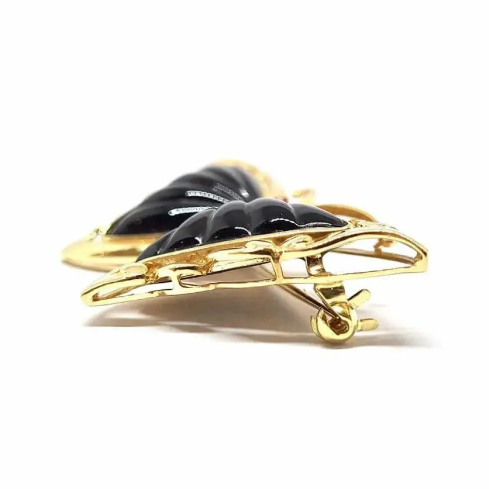 Broche/pendentif papillon Rubis, Diamants et Onyx