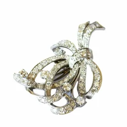 Broches à revers en platine au design rétro avec diamants