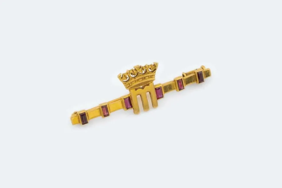 Broches en or jaune avec rubis