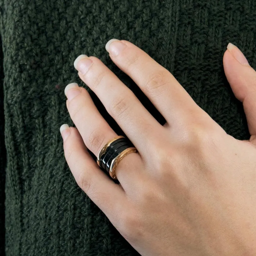 BULGARI - B.zero1 - Bague en Or rose et céramique noire