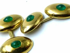 Cabochon emerald cufflinks