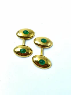 Cabochon emerald cufflinks