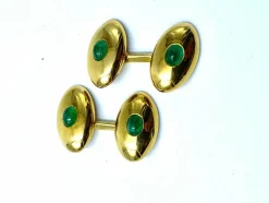 Cabochon emerald cufflinks