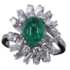 Cabochon Mixte Émeraude Or Blanc Diamant