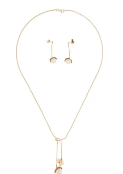 CACHAREL Parure Collier et Boucles d'Oreilles Or Jaune et Perles