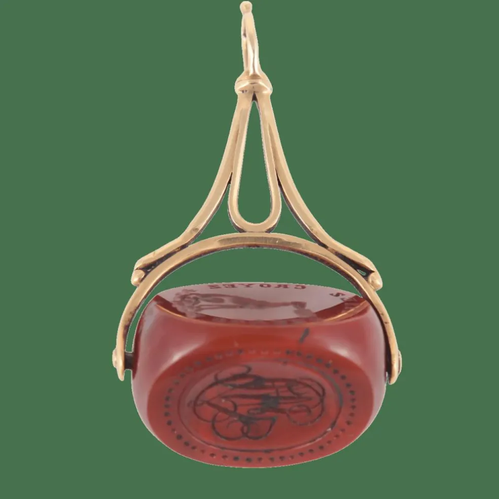 Cachet à Devise Pendentif Agate rouge