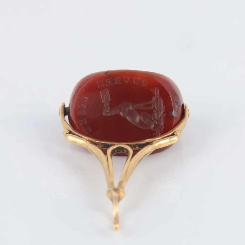 Cachet à Devise Pendentif Agate rouge