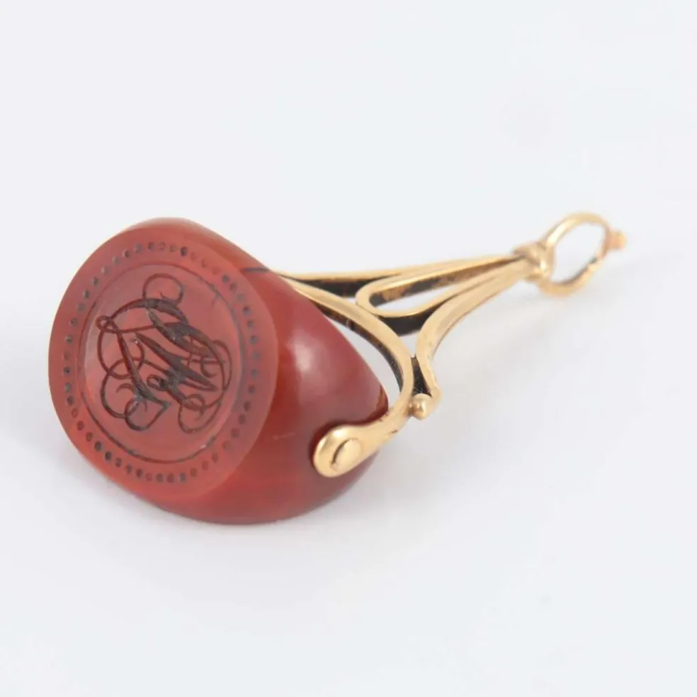 Cachet à Devise Pendentif Agate rouge