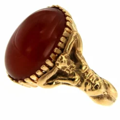 Carnelian Gold Sculptural Man Body Dome Gold Ring