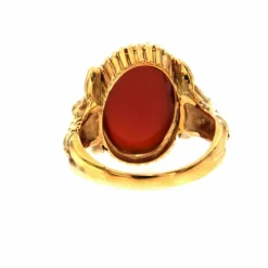 Carnelian Gold Sculptural Man Body Dome Gold Ring