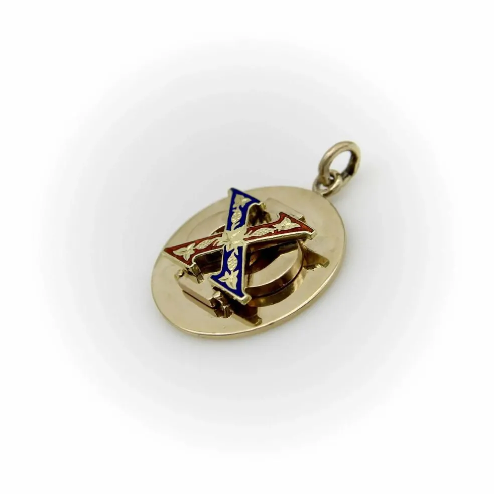 CARTIER - Pendentif médaillon vintage de la fraternité Chi Phi en or