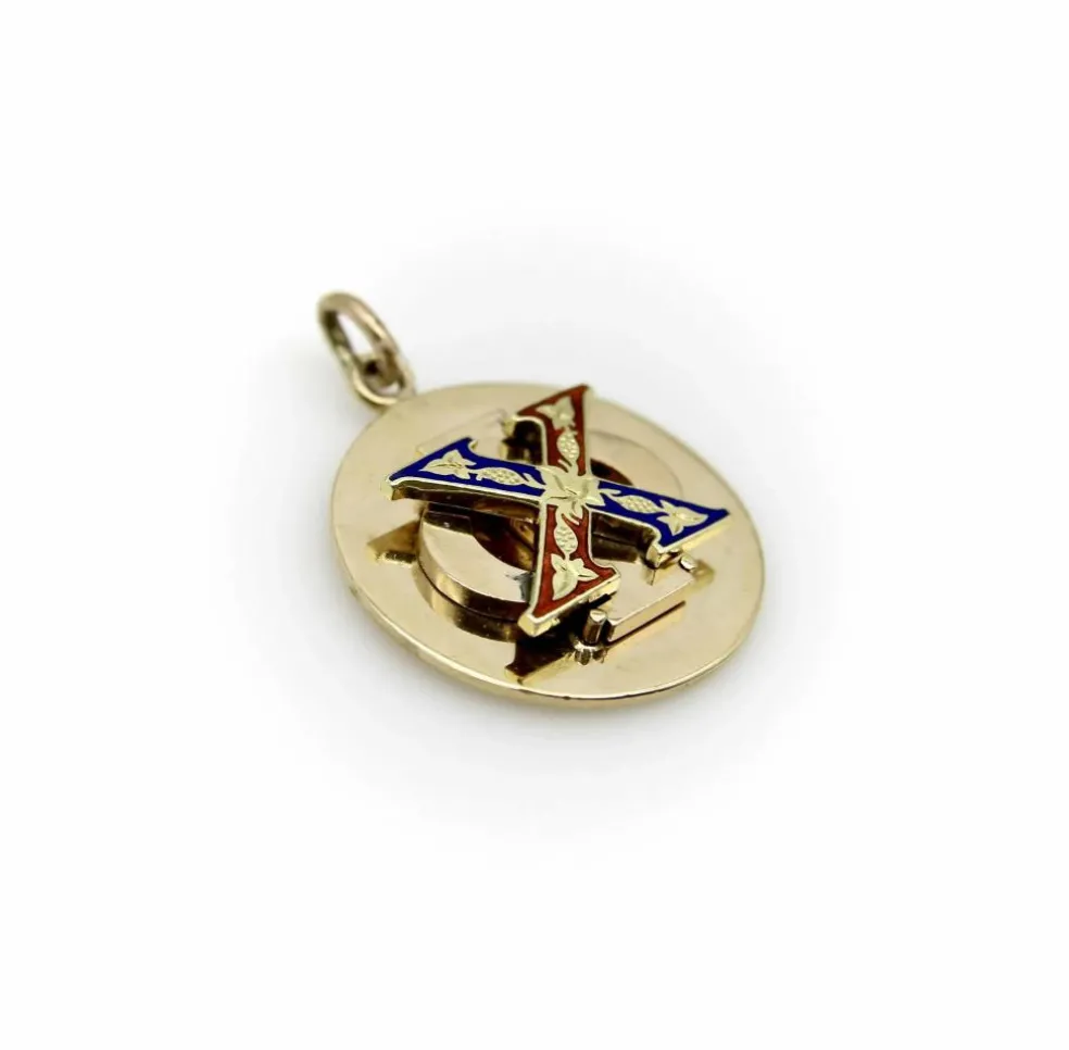 CARTIER - Pendentif médaillon vintage de la fraternité Chi Phi en or