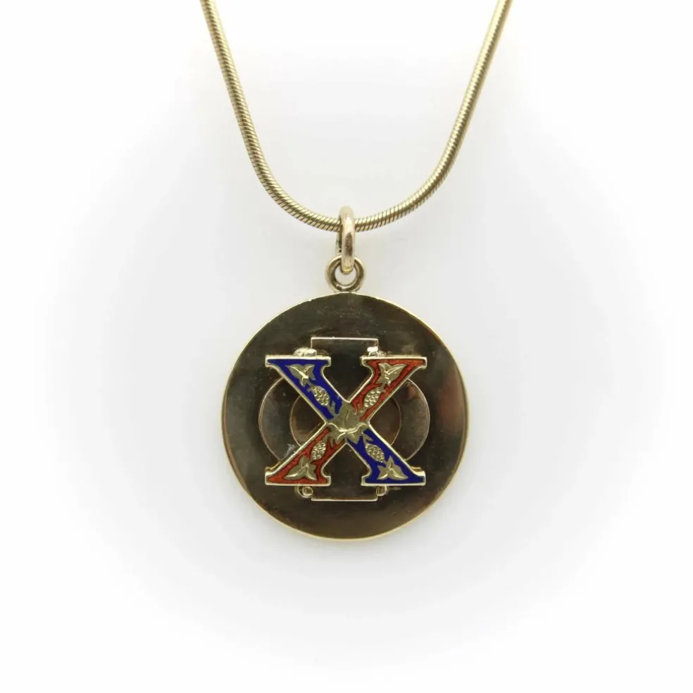 CARTIER - Pendentif médaillon vintage de la fraternité Chi Phi en or