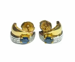 Carven - Boucles d'oreille or jaune, or blanc, diamants et saphirs