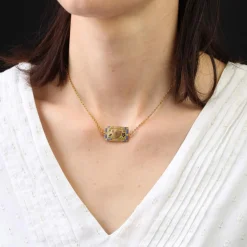 Chaine ancienne jaseron et son fermoir émaillé