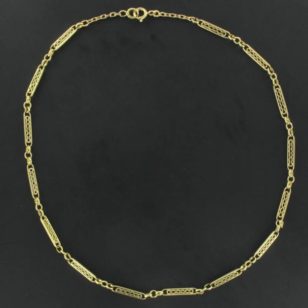 Chaine ancienne or jaune maille filigranée