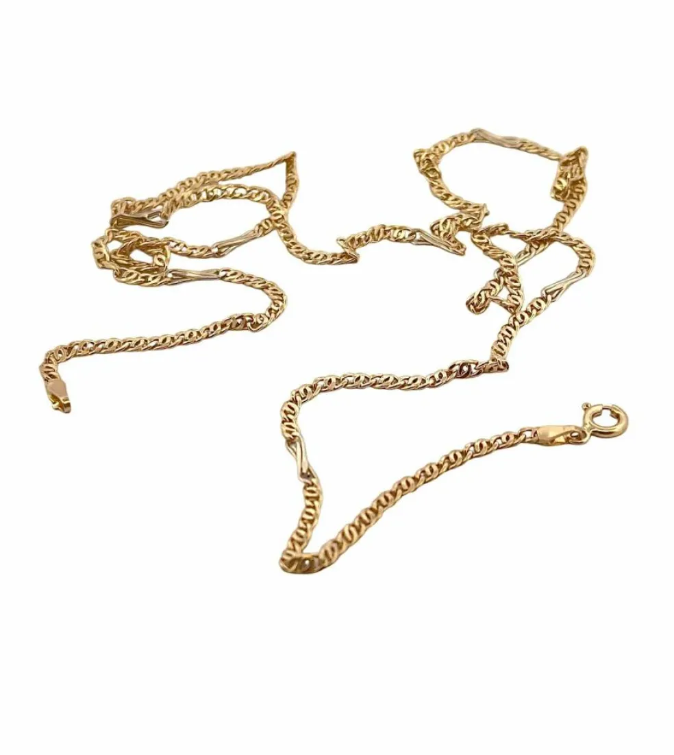 Chaine bicolore maille marine plate en or jaune