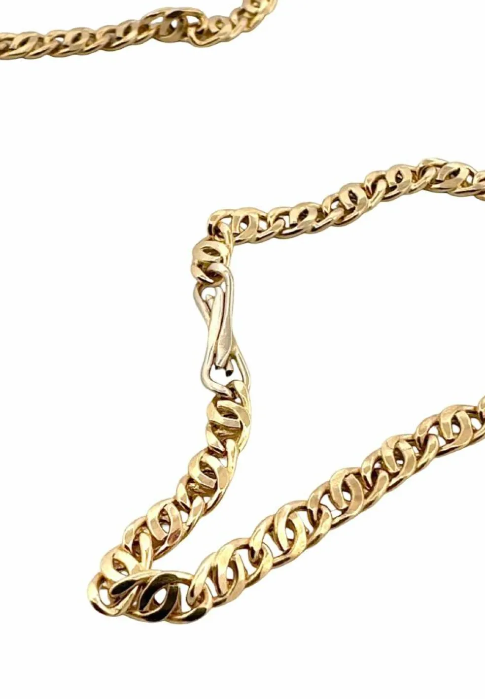 Chaine bicolore maille marine plate en or jaune