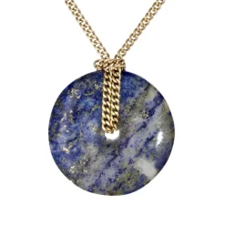 Chaine en or et son disque de lapis lazuli