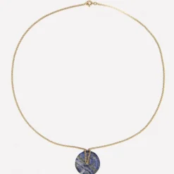 Chaine en or et son disque de lapis lazuli