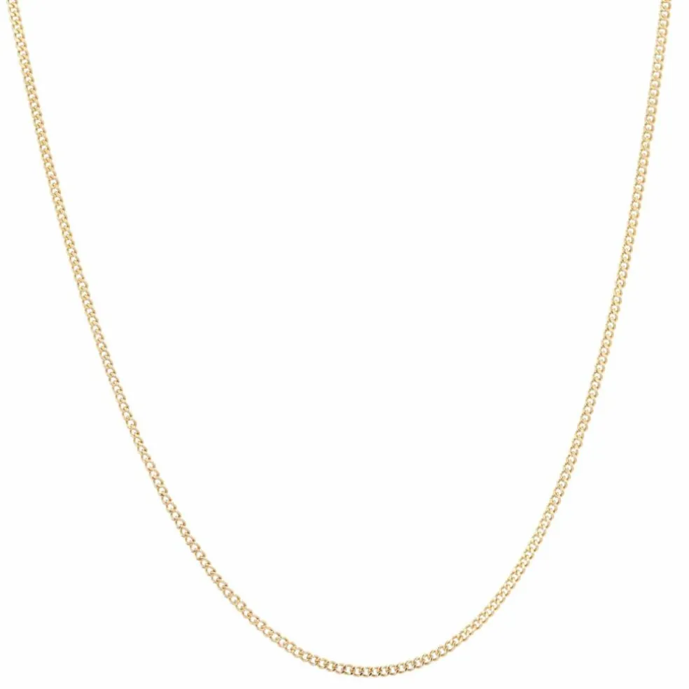 Chaine en or jaune maille gourmette limée