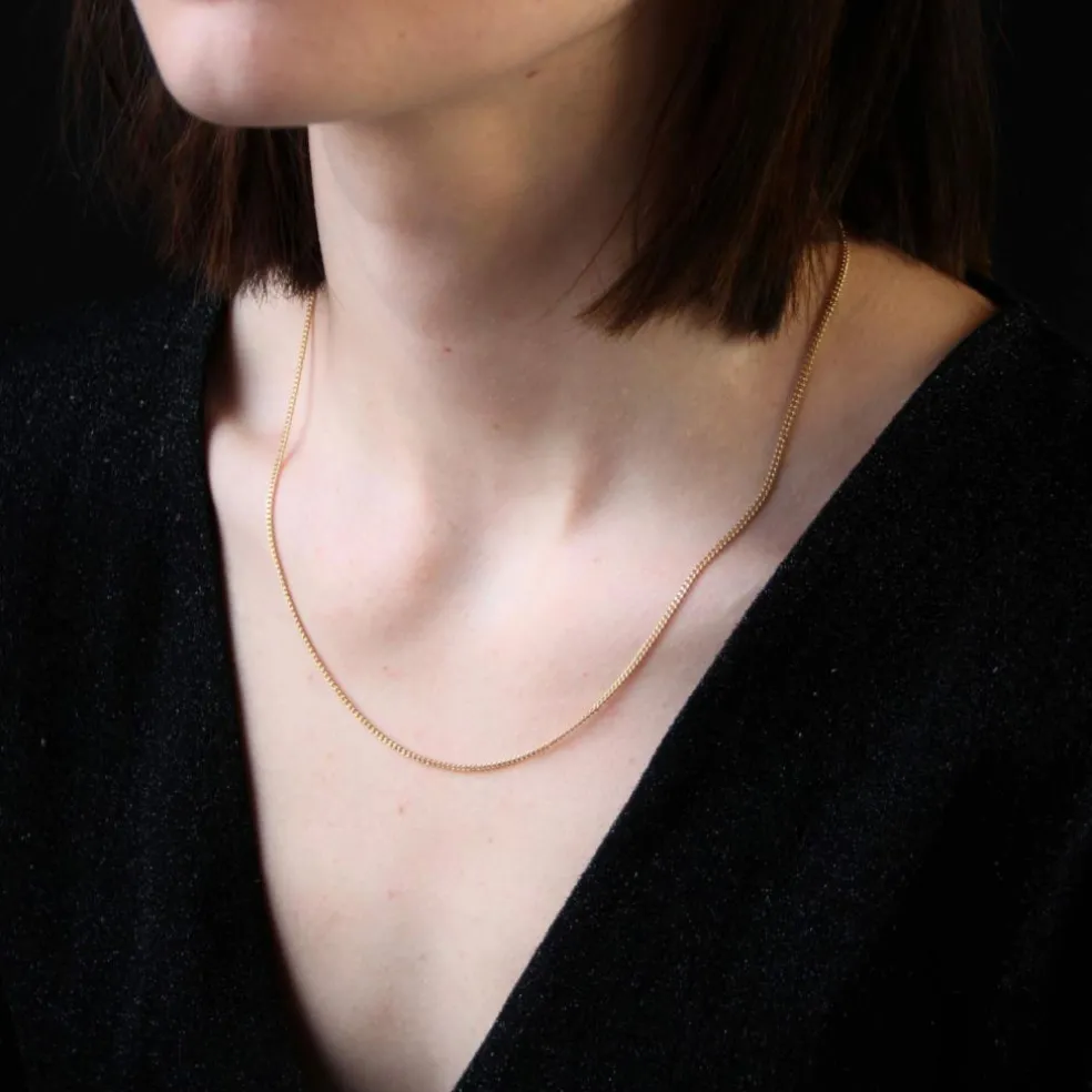 Chaine en or jaune maille gourmette limée