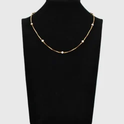 Chaine en or maille cube et perles de culture