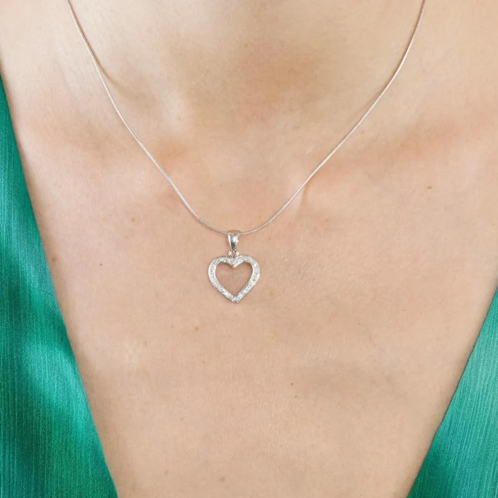 Chaine et pendentif coeur en or gris