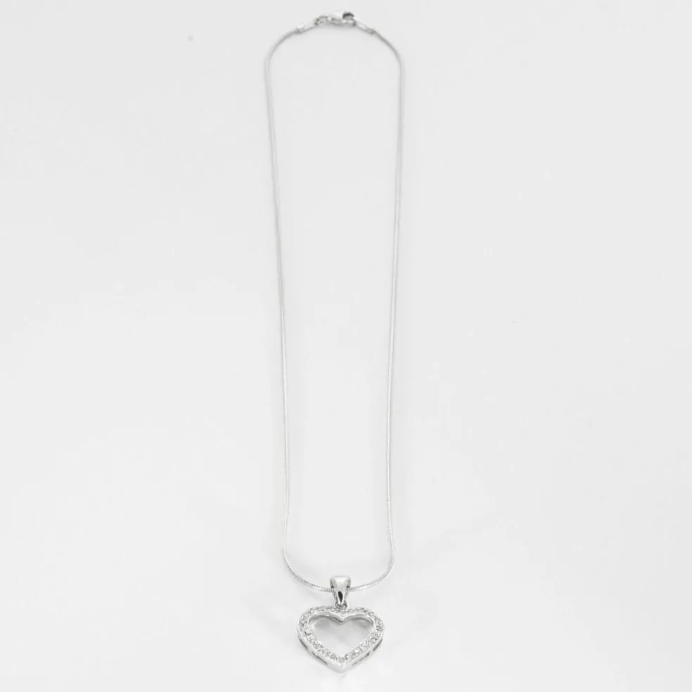 Chaine et pendentif coeur en or gris